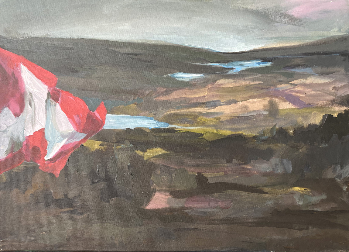 Landscape with Swiss Flag - 2016, 50x60cm