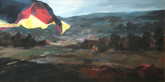 Landscape with German Flag - 2016, 60x120cm