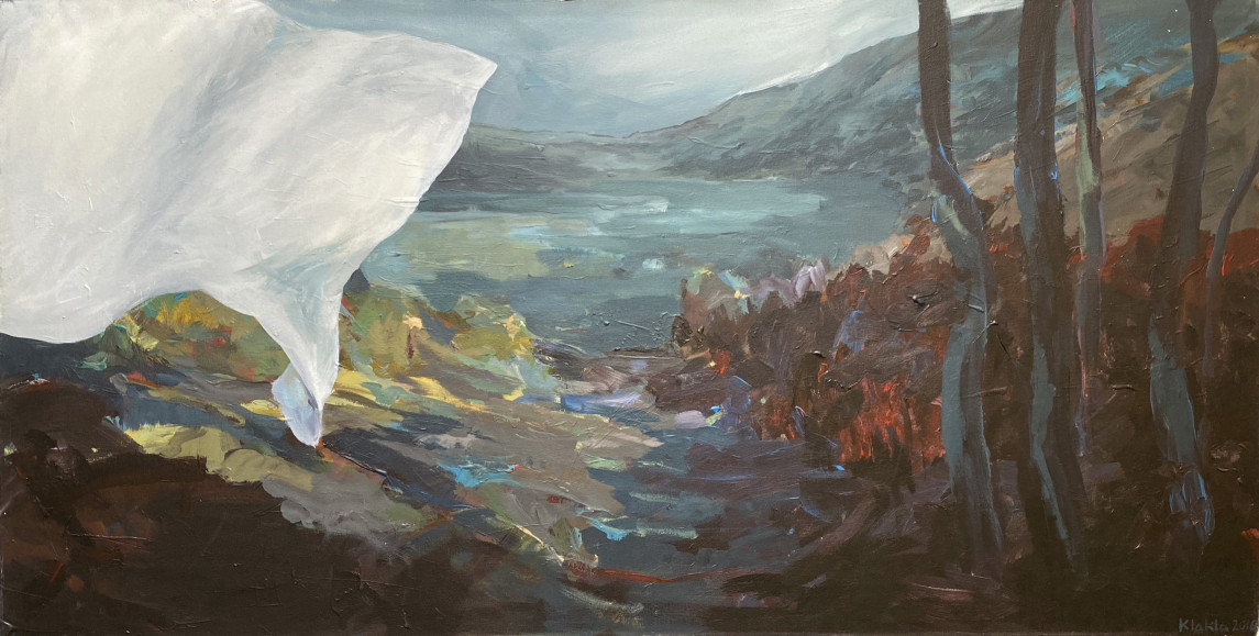 Landscape with white Flag - 2016, 60x120cm
